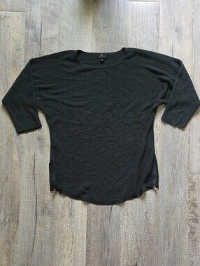 Worthington Forest Green Ribbed Sweater Top with Side Zippers